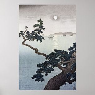 Affiche Pleine lune à la plage d'Akashi par Tsuchiya Koits