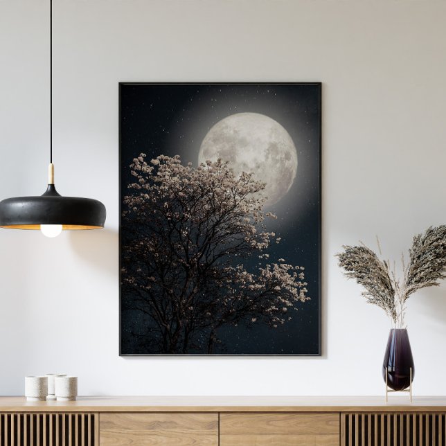 Affiche Pleine lune avec Arbre en fleurs (Créateur téléchargé)
