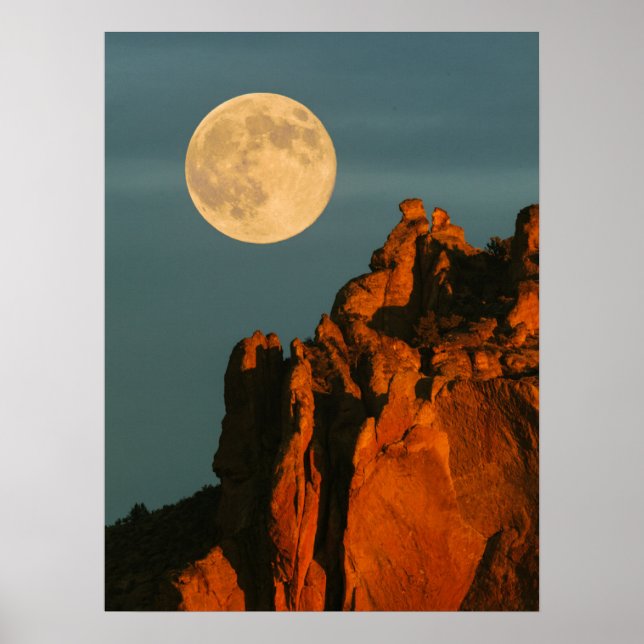 Affiche Pleine lune | Basalt Cliffs Smith Rock State Park (Devant)