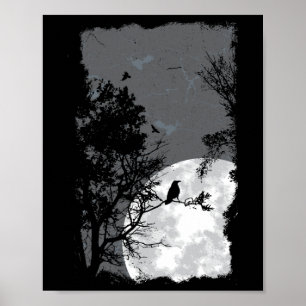 Affiche Pleine lune Crow Gloomy Forêt Costume magnifique H