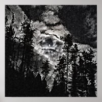 Pleine lune Dans Une Nuit Nuageuse Art Abstrait