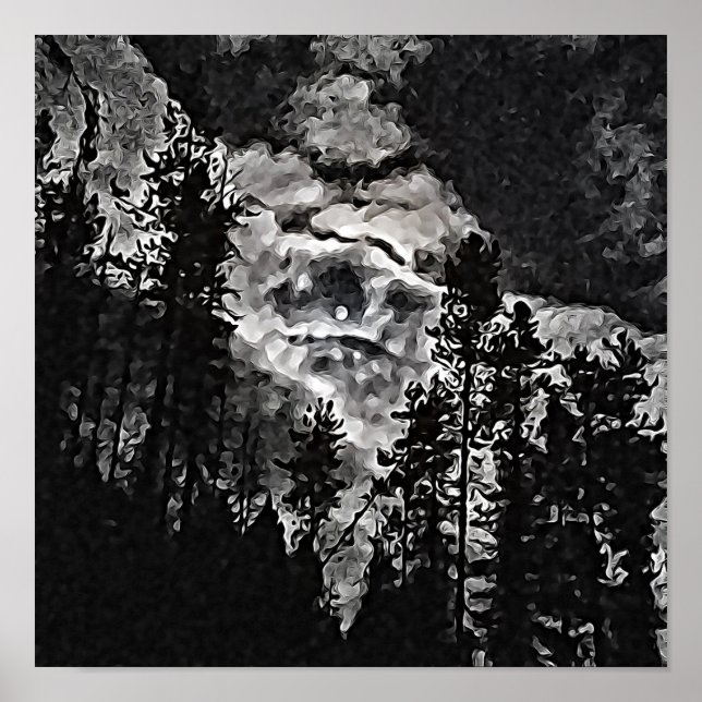 Affiche Pleine lune Dans Une Nuit Nuageuse Art Abstrait (Devant)