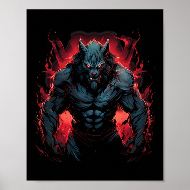 Affiche Pleine lune de loup-garou effrayant Costume d'Hall (Devant)