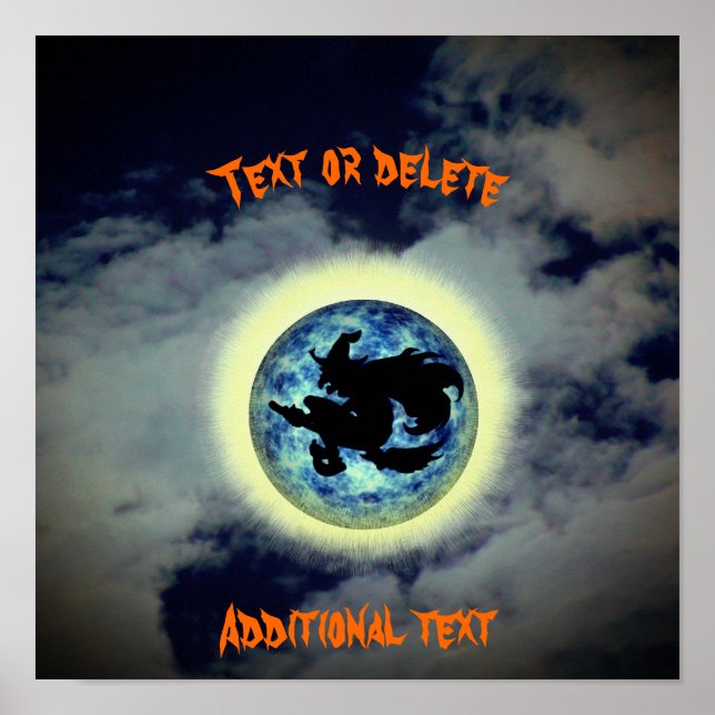 Affiche Pleine lune de sorcière Halloween personnalisée (Devant)