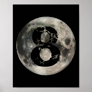 Affiche Pleine lune du joueur de billard de la piscine de