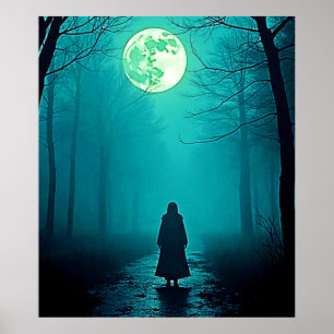 Affiche Pleine lune éffrayante Conception nocturne