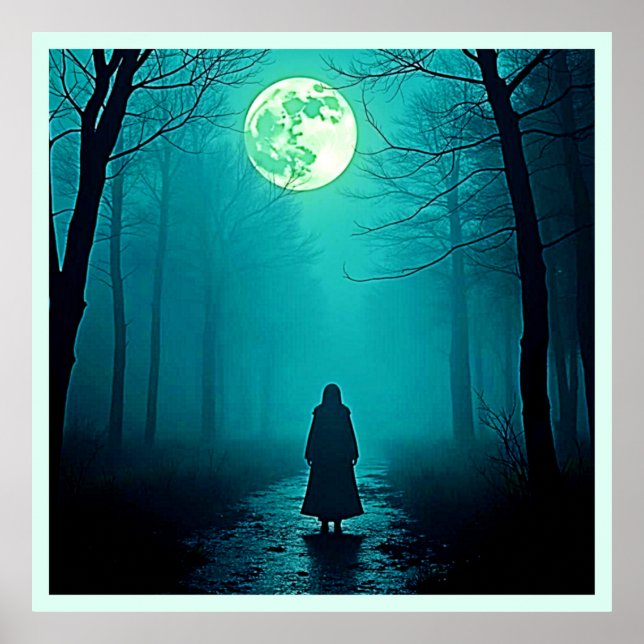 Affiche Pleine lune éffrayante Conception nocturne (Devant)