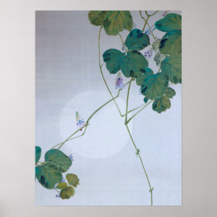 Affiche Pleine lune et fleur Kudzu, Watanabe Seitei