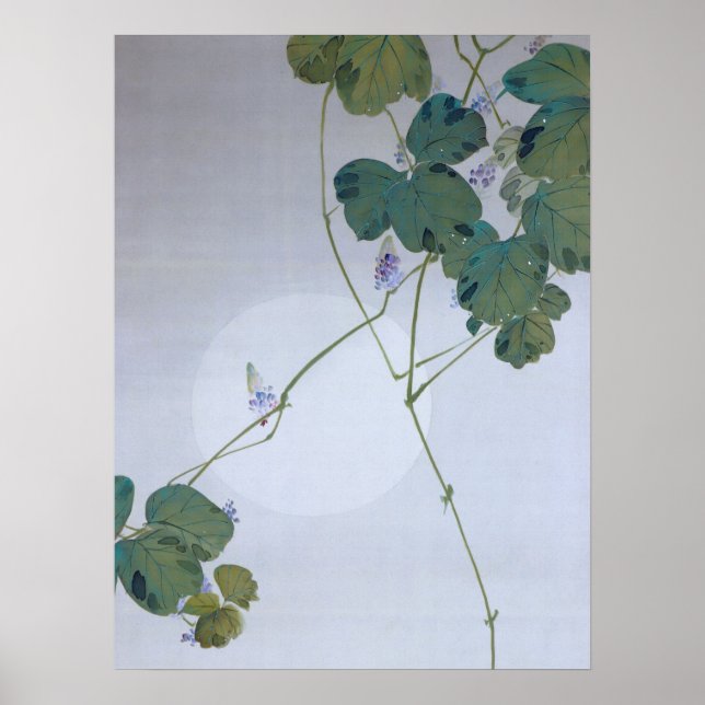 Affiche Pleine lune et fleur Kudzu, Watanabe Seitei (Devant)