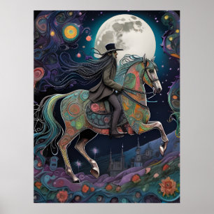 Affiche Pleine lune Halloween Horseback Rider