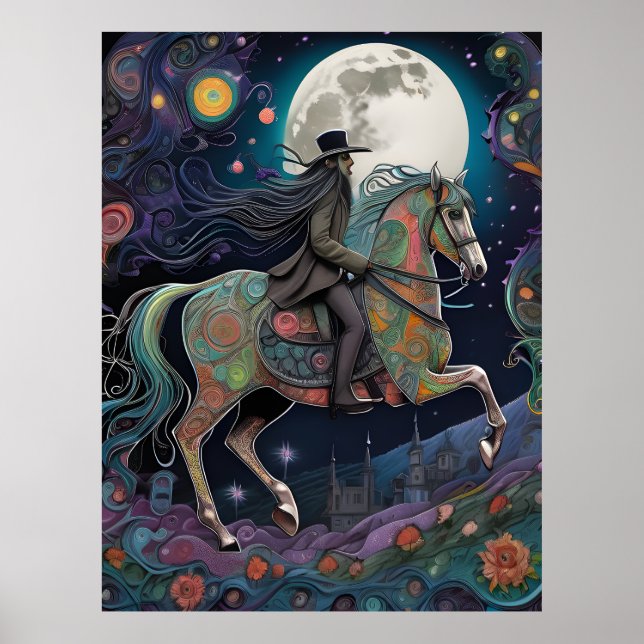 Affiche Pleine lune Halloween Horseback Rider (Devant)