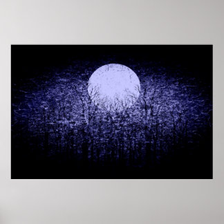 Affiche Pleine lune la nuit d'hiver | Art noir et blanc 4