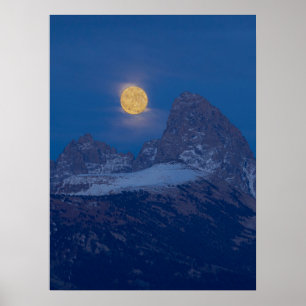 Affiche Pleine Lune Levante Grand Teton Driggs, Idaho