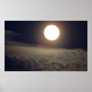 Affiche Pleine lune lumineuse avec nuages