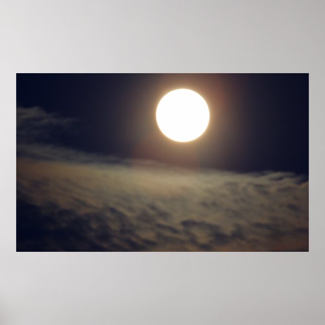 Affiche Pleine lune lumineuse avec nuages (Devant)