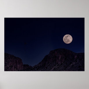 AFFICHE PLEINE LUNE SUR LA MONTAGNE