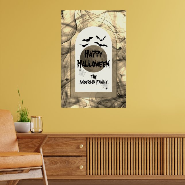 Affiche Pleine lune Web effrayant Bats Spider Halloween he (Salon 2)