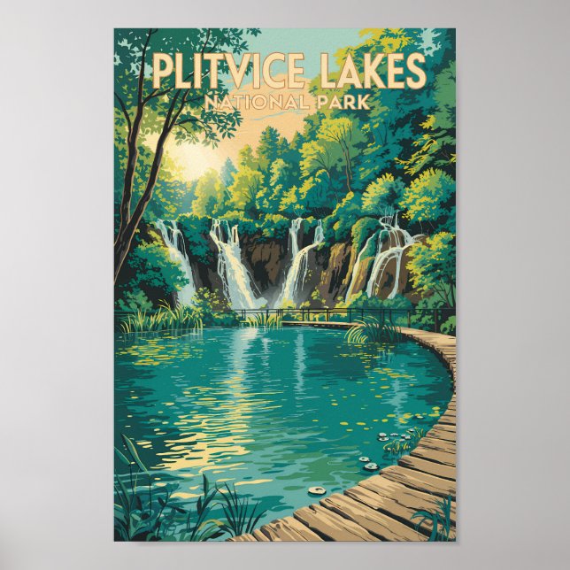Affiche Plitvice Lakes National Park Illustration Travel (Devant)