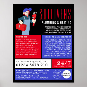 Affiche Plomberie de dessin, plombier, Plomberie Publicité