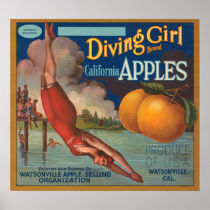 Affiche Plongée des pommes de Californie