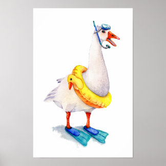 Affiche Plongée en apnée Oie Blanche