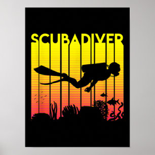 Affiche Plongée Plongée Silhouette Plongée Plongée Plongée