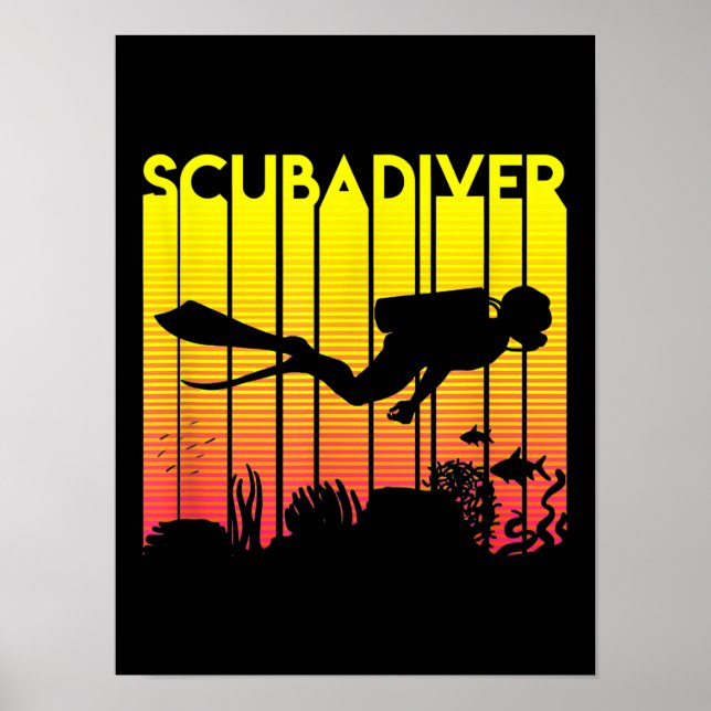 Affiche Plongée Plongée Silhouette Plongée Plongée Plongée (Devant)