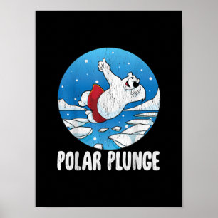 Affiche Plongée polaire Ice Jump Ours polaire Nage hiverna