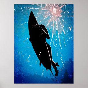 Affiche Plongée profonde – Le voyage sous-marin du surfeur