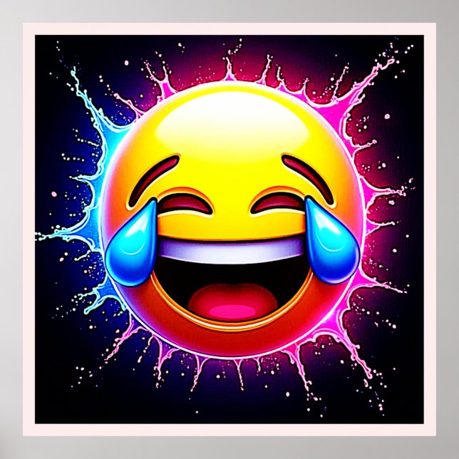 Affiche Plongeon de Joie : Art Emoji Rieur (Devant)