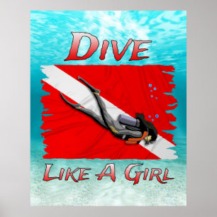 Affiche Plonger comme une fille SCUBA
