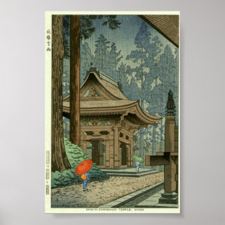 Affiche Pluie au temple Enryakuji Shin Hanga Print