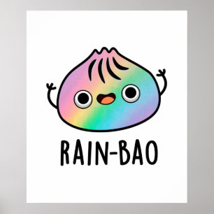 Affiche Pluie-bao Funny Arc-en-ciel Dimsum Bao Pun