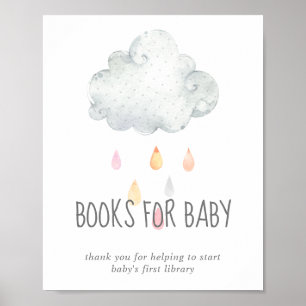 Affiche Pluie Cloud Fille Baby shower Livres pour bébé Sig