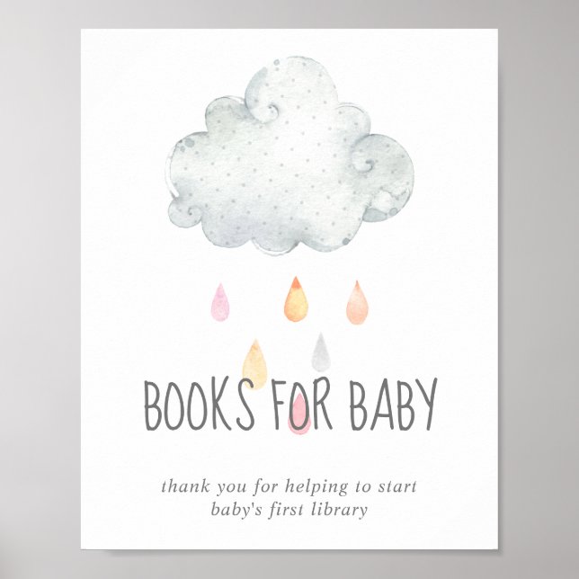 Affiche Pluie Cloud Fille Baby shower Livres pour bébé Sig (Devant)