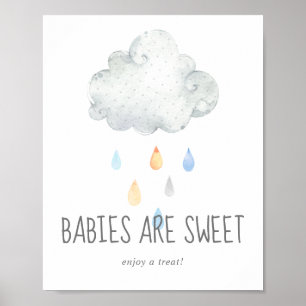 Affiche Pluie Cloud Garçon Les bébés sont doux Profitez d'