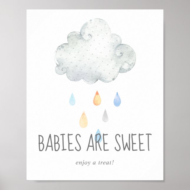 Affiche Pluie Cloud Garçon Les bébés sont doux Profitez d' (Devant)