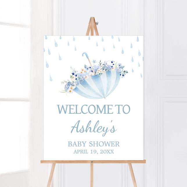 Affiche Pluie d'Avril Amène Fleurs de Mai Baby Shower Bien (Boy April Shower Bring May Flowers Baby Shower Welcome Sign)