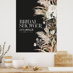 Affiche Pluie de mariage pampas terre cuite moderne mousse