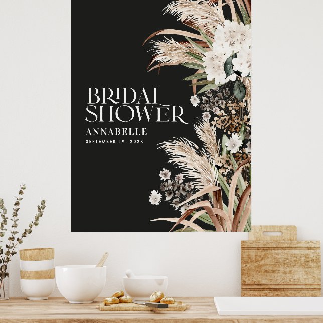 Affiche Pluie de mariage pampas terre cuite moderne mousse (Cuisine)