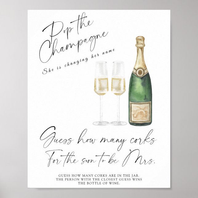 Affiche Pluie de Mariée Devinez Combien de Bouchons (Devant)