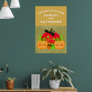 Affiche Pluie de mariée Halloween d'automne Félicitations