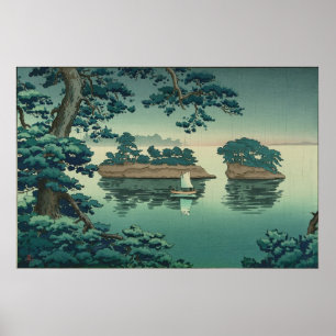 Affiche Pluie de ressort, art de Waterscape de Japonais de