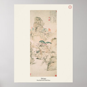 Affiche Pluie et pins tordus - Shitao, Dynastie Qing