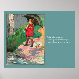 Affiche Pluie, Pluie, Pars - Mère Goose Nurserme Rhyme
