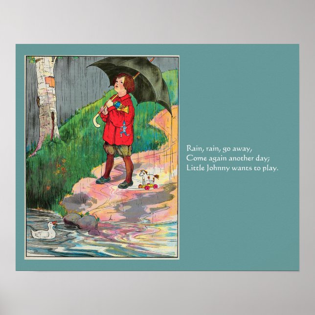 Affiche Pluie, Pluie, Pars - Mère Goose Nurserme Rhyme (Devant)