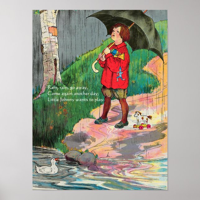 Affiche Pluie, Pluie, Pars - Mère Goose Nurserme Rhyme P (Devant)