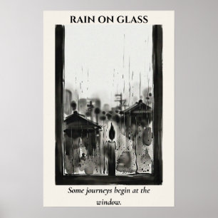 Affiche Pluie sur Verre — Lavis d'Encre Sumi-e