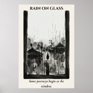Affiche Pluie sur Verre — Lavis d'Encre Sumi-e