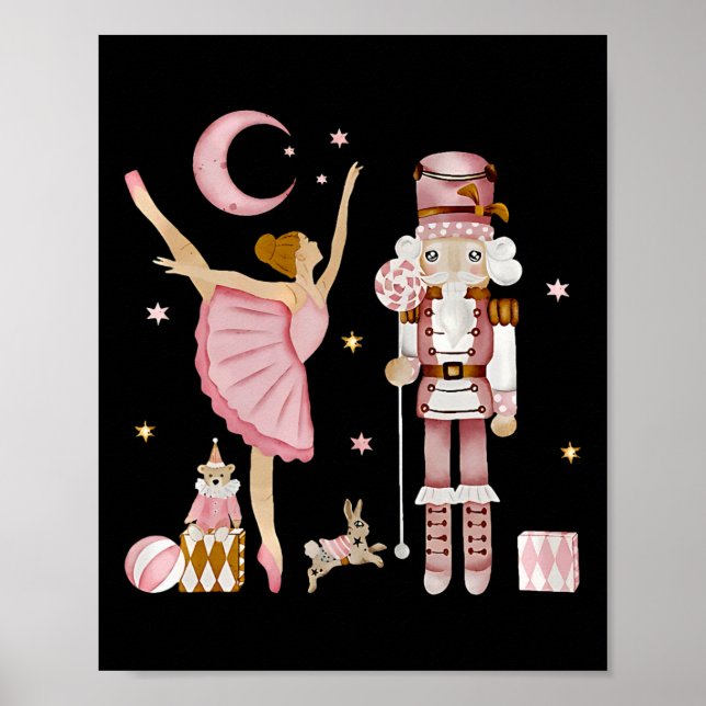 Affiche Plum rose rétro Fairy Nutcracker Noël C (Devant)